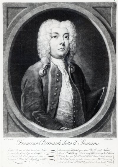 Francesco Bernardi Senesino, inciso da Elisha Kirkall da Joseph Goupy